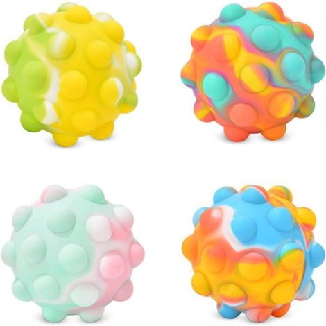 Lot de 4 balles sensorielles pop-up pour enfants - Jouets anti-stress 3D à bulles à pousser, pour enfants et adultes, cadeau idéal,d (1/3)