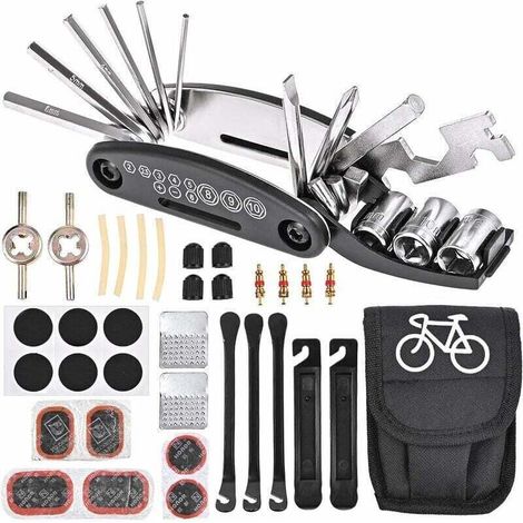 Outil de réparation vélo multifonctionnel pliable, 16 en 1, acier inoxydable, kit portable de maintenance Ortviai (1/4)