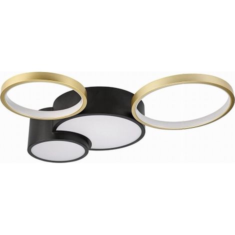 TrAdE Shop Traesio - Plafoniera Led 36w 4 Cerchi Oro Nero Lampada Da Soffitto Moderno Luce 6500k 70968 - (1/5)