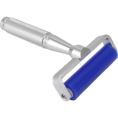 Rouleau de nettoyage portatif en silicone, brosse anti-peluches laminée avec manche en métal, bleu, 15 cm (1/5)