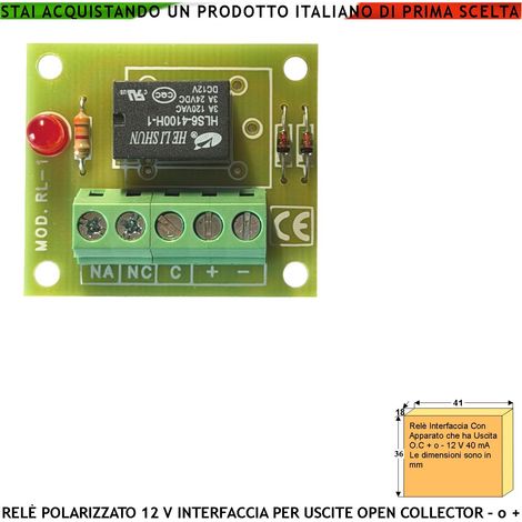 Disaccoppia Circuiti Con Uscita Open Collector +/- 12 Vdc 40 mA Relè Scambio 2 A a 24 V Carico Resistivo Con Led di Avviso Interfaccia che Evita Effetto Ratio e Restituisce Un Uscita Contatto Libero