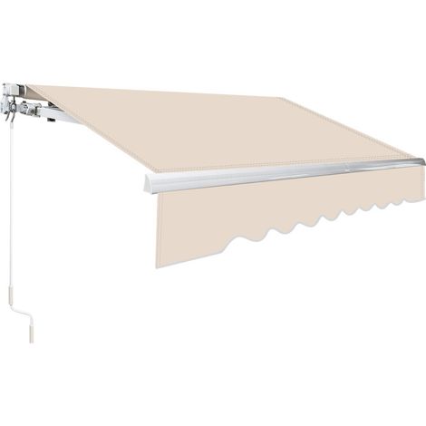 SWANEW Toldo Control manual Toldo retráctil aluminio+poliéster con manivela Revestimiento PA para terraza/techo Beige 350x300cm (1/5)