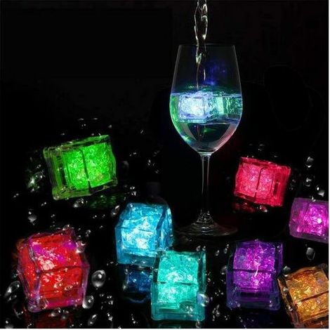 Lampe solaire, Lumières solaires pour glaçons, Moule à glaçons LED pour 12 cubes de glace LED, Sept couleurs, KINSI (1/5)