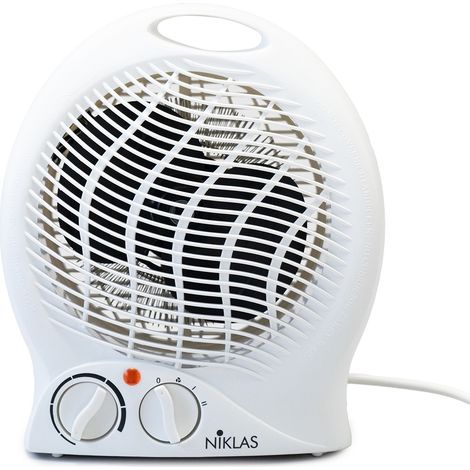 Radiateur soufflant électrique 2000W – Thermostat réglable 5 à 35°C – Corps en ABS durable – Dimensions 23x14x27 cm – Niklas