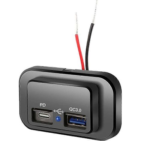 Prise de chargeur de voiture double USB, 5V/12V/24V, 4,8A, adaptateur de prise de charge de charge USB Type-C, prend en charge la charge rapide PD, compatible avec les camions, les VTT, les bateaux, l (1/5)