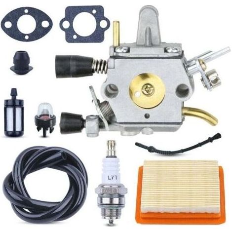 Carburateur pour STIHL FS120 FS200 FS250 FS300 FS350 FR350 Débroussailleuse, XU, Accessoire FS 250 Pièces de Rechange Carbu Kit avec Filtre à Air, Joint, Bougie (1/4)