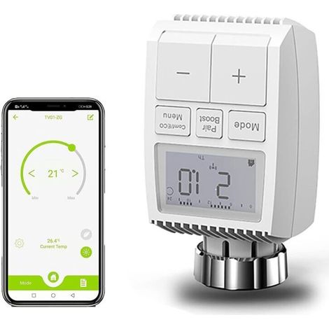 Tête Thermostatique Connectée et Intelligente,Intelligent Tête de Robinet Thermostatique Radiateur Connecté Programmable WiFi Extensible Alexa/Google Home, Smart Life/Tuya App Compatible (1/4)