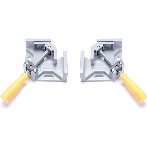 Abrazadera angular de 90°, tornillo de banco angular de aleación de aluminio con mordaza giratoria ajustable para herramientas de carpintería, ebanistería y soldadura (gris)