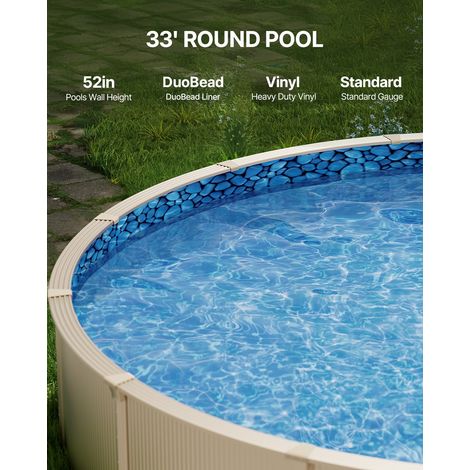 Revêtement de Piscine Ronde, 1006x120 cm, Doublure Durable de Style Duobead en Vinyle Calibre Standard, Résiste à l'Usure, Rétentio… (1/5)
