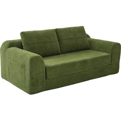 CAIziCanapé 2 en 1 sans cadre, canapé-lit de sol pliable, vert