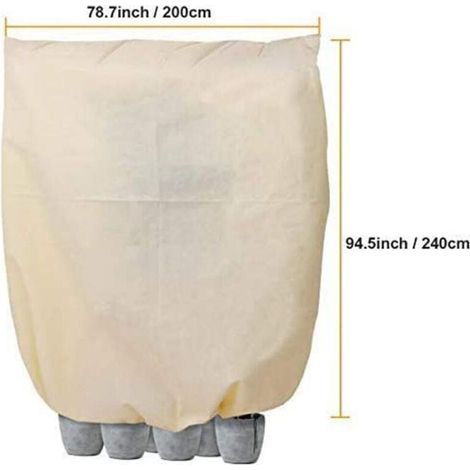 (200x240cm)Housse Hivernage pour Plantes Voile Hivernage Plante Housses de Protection Non-Tissé Beige (1/4)