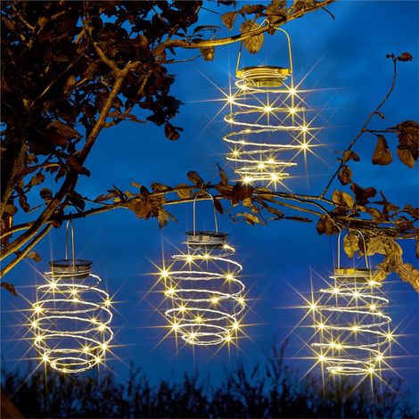 4 x Smart Garden Solar SpiraLights LED Lights Spiral Hanging Lanterns