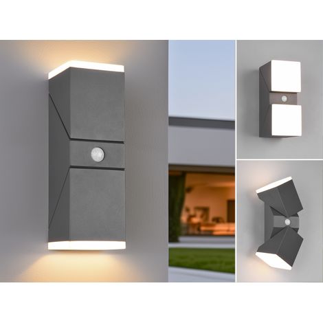 Schwenkbare LED Außenwandleuchte AVON mit Bewegungsmelder, H: 28cm