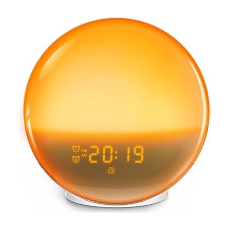 Réveil Lumineux Wake Up Light Sunrise, Lumière D'ambiance à 7 Couleurs Changeantes avec Sons Naturels, Machine à Bruit Blanc pour Chambre à Coucher, Fonction Snooze (1/5)