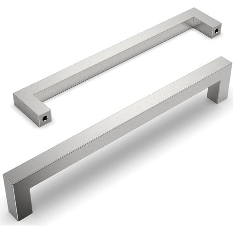 Lot de 10 poignées de placard de cuisine argentées, poignées de porte de cuisine, poignées de tiroir, entraxe de 224 mm