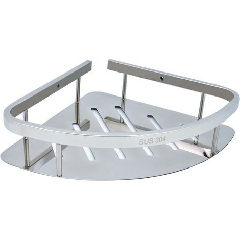 Silver Stainless Steel Bathroom Corner Shelf, Triangular Wall Mount Tripod Shower Caddy Organizer Drain Kitchen Storage Shelf Shampoo Shower Gel (1/5)