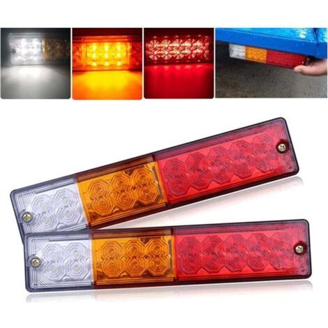 2PCS 12V Feux de Remorque LED,Universel LED Feux Arrière 20LED Feux de Recul Freinage Clignotant Eclairage Phare Arrière pour Remorque Camion Tracteur Caravane Bus Camping (1/4)