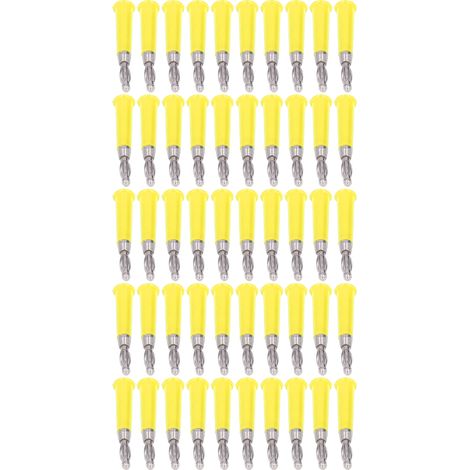 50 Stück Laternen-Bananenstecker aus ABS-Zinklegierung, geschweißt, Lautsprecher-Bananenstecker für 4-mm-Buchse, gelb (1/5)