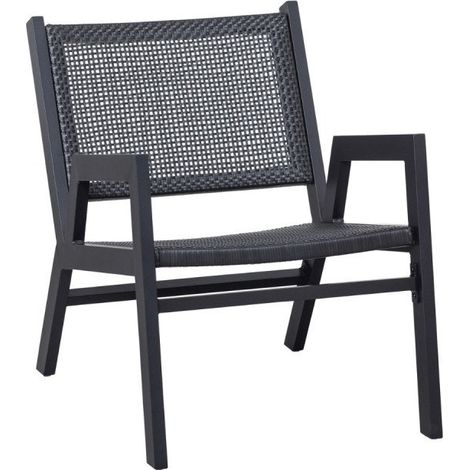 Fauteuil lounge effet bois en aluminium noir INGO