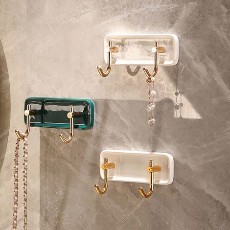 Porte-serviette mural sans perçage style luxe, crochet salle de bain vert (1/4)