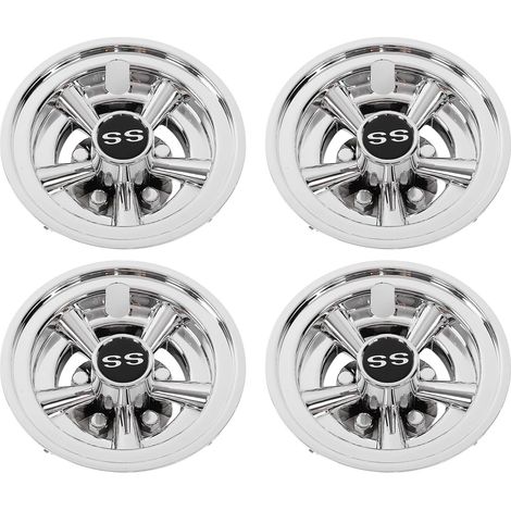 Capuchons de Moyeu de Roue de Voiture de Club, Couvercles de Moyeu de Roue de Voiture de Club, Enjoliveurs de Roue de Chariot en Plastique plaqué Argent pour EZGO 8 Pouces (1/5)