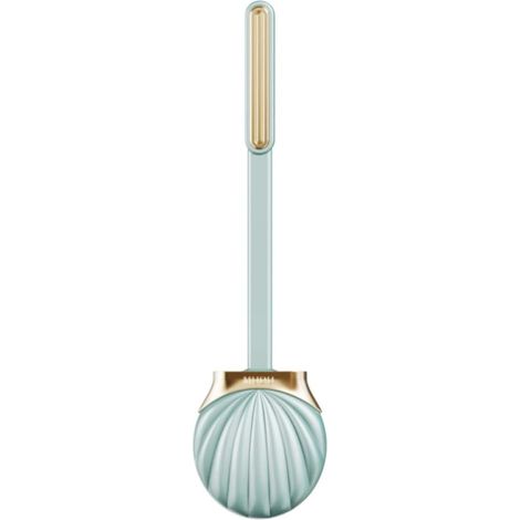 Brosse de toilette en silicone avec support coquillage, manche long, brosse de nettoyage de salle de bain sans impact, verte-AquaForge