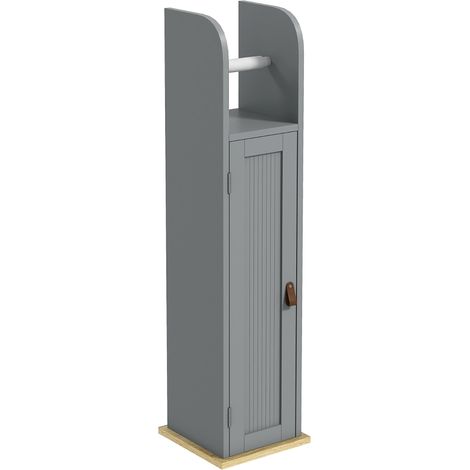 Meuble de salle de bain support papier toilette avec placard et étagères réglables 20 x 20 x 80 cm gris