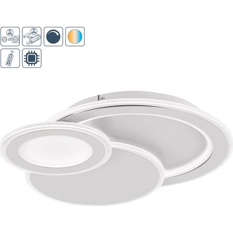 Plafoniera LED con telecomando plafoniera soggiorno camera da letto moderna lampada dimmerabile, CCT memory bianco, 36W 2850Lm, LxPxH 49x47x8 cm, Wofi 11861 (1/5)