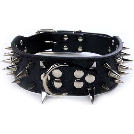 Luxuriöses, mit Nieten und scharfen Spikes besetztes Leder-Hundehalsband von Pet Artist, Anti-Biss-Hundehalsband (1/5)