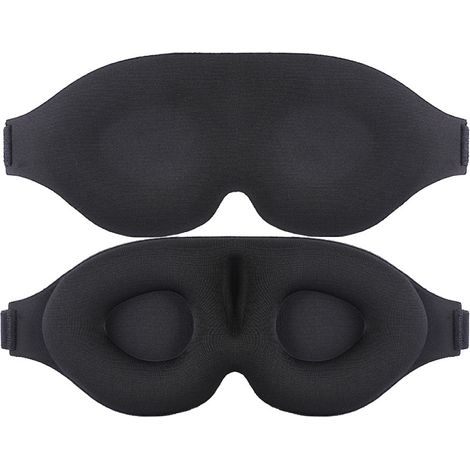 Masque de sommeil, masque de sommeil 3D à coques profilées avec rideau, masque de nuit concave, protection solaire, voyage