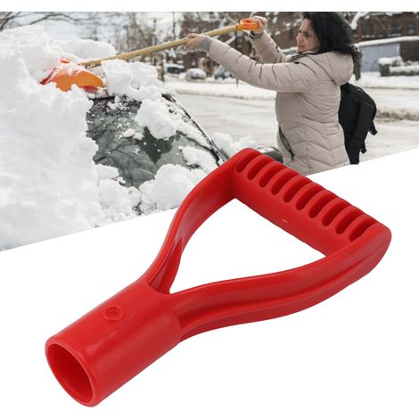 Manche de pelle en plastique fileté antidérapant, diamètre intérieur de 3,2 cm, rouge. (1/5)