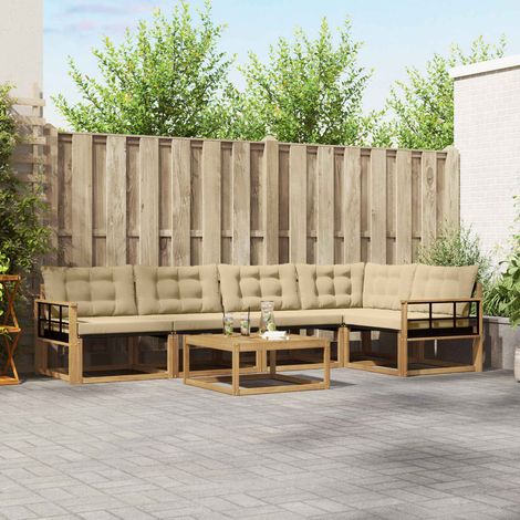 vidaXL Outdoor-Sofagarnitur 6 pcs Weiß und Beige 79 x 79 x 37 cm (1/5)