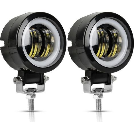 2 pièces moto led travail lumière phare led 20w antibrouillard avec ouverture voiture LED ange eye projecteur (1/4)