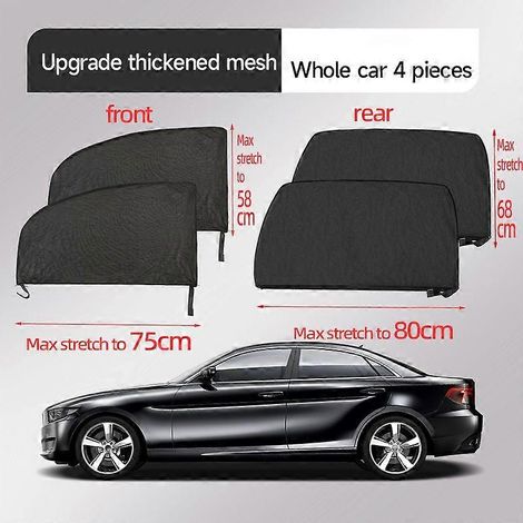4/2 pièces Moustiquaires universelles pour vitres de voiture, protection UV et solaire, film anti-moustiques, accessoires pour voiture complète (1/5)