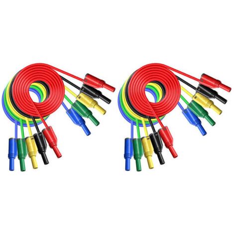 10 Pièces Fiches Banane 4 mm Isolées Empilables pour Multimètre Câble Souple en Silicone