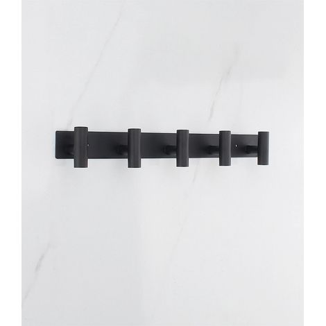 200 pièces Murale 5 crochets inox 38cm porte manteau noir serviettes (1/5)