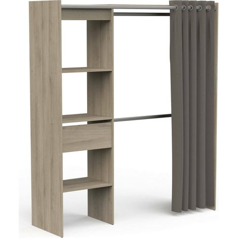 Dmora - Großer Kleiderschrank Serpentina, Schlafzimmermöbel, Schrank, Garderobe, 167x50 h192 cm, Eiche und Mattweiß