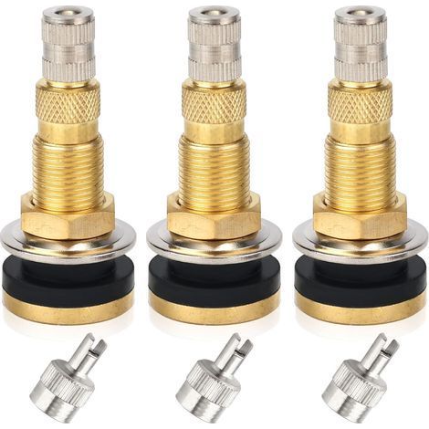 3pcs Tige Valve Pneu pour TR618A, Tiges Valve Tracteur sans Chambre à Air avec 3pcs Couvercles de Démontage de Noyau de Valve en Laiton Adaptés aux Tracteurs Niveleuses Excavatrices (1/5)