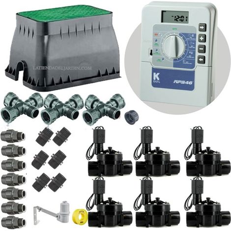 Kit irrigazione automatica professionale KRain a 6 zone 24v per tubo da 32mm