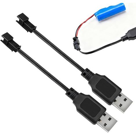 2 cables universales RC, cargador de batería USB de 3,7 V para coches de juguete RC, tanques, camiones, trenes y barcos (3,7 V). (1/5)