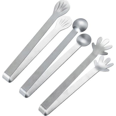 Pinces de paume en acier inoxydable, pinces alimentaires, pinces carrées à glaçons -- (1/5)