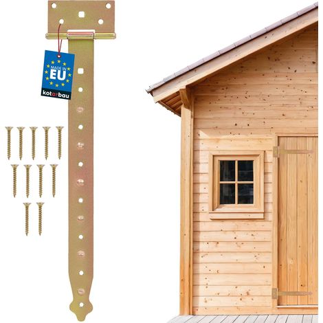 KOTARBAU® Charnière Porte Lourde - en T - Acier Galvanisé - 400 mm - Doré - Gond Portail - Charnière Portail - Penture pour Porte Bois