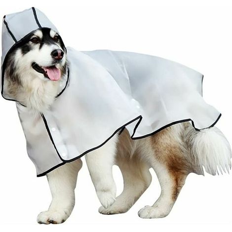Imperméable Chien Transparent Imperméable pour Chien avec Capuchon Coupe-Vent et imperméable étanche Poignets élastiques Réglable Étanche Imperméable pour Chiens Moyens à Grands 8XL, (1/5)