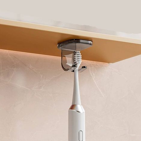 Soporte de pared para cepillos de dientes de 3 piezas para baño y aseo - Soporte de pared para cepillos de dientes para baño - Soporte para cepillos de dientes sin agujeros preperforados (Gris elegant