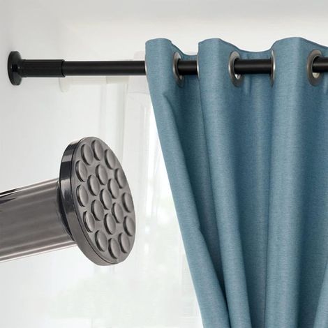 Gardinenstange, ausziehbar von 128 bis 177 cm, 32 mm Edelstahl, kein Bohren erforderlich, Schwarz, Wohnzimmer, Schlafzimmer, Badezimmer (1/5)