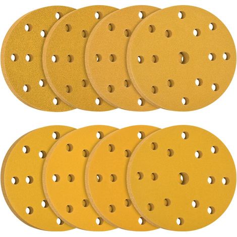 Disques Abrasifs Auto-agrippants 150mm, 80 pièces Disque de Ponçage, Disques Abrasifs, 80/120/180/220/320/400/600/800 Grains 8 trous Idéal pour Poncer/Polir/Dérouiller