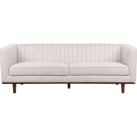 Divano a 3 posti in tessuto Stile moderno Ampi braccioli Schienale imbottito Spessi cuscini di seduta Beige Skaule