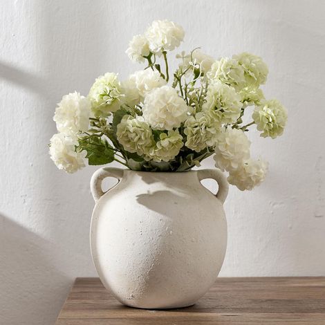 Vase en céramique de 14 cm en Terre Cuite avec poignées, Vase décoratif bohème pour décoration d'intérieur, Ferme, Salon, Table – Beige (1/5)