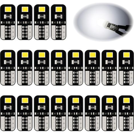 20 x T10 LED Bulbs 2825 W5W 12V Canbus Error Free 6500K White for Car Interior Dome Plate Lights Door Boot Replacement Halogen 168 194 (1/5)