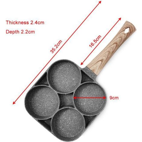 Poêle à Omelette - - 4 Trous - Antiadhésive - Contrôle Température - Compatible Induction (1/4)